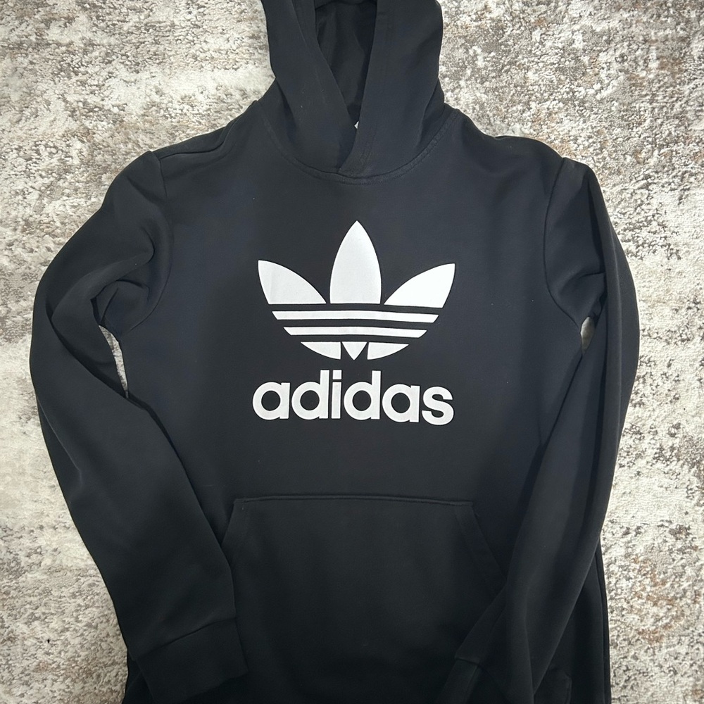 Adidas Black Hoodie with Metallic Logo